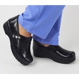Sanita Cori Black Slip On Clog Heel Shoes Size 36